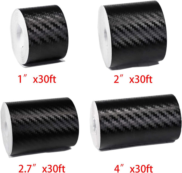 Carbon Fibre Detailing Vinyl Wrap Tape Roll DIY for Black Out Chrome Delete Window Trim Door Trim (2" X 30Ft)
