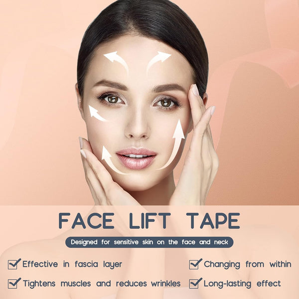 AURUZA 2 Rolls Facial Myofascial Face Lift Tape, Neck & Forehead Smooths Wrinkles, Unisex Anti-Wrinkle Patches for Firming And Tightening Skin