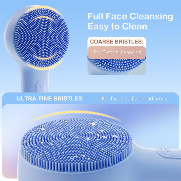 Facial Cleansing Brush Silicone Face Scrubber Waterproof Rechargeable Exfoliator Massage Device for Men & Women, Deep Pore Cleansing, Exfoliating,