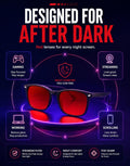 TIJN Sleep Glasses with Blue Green Light Blocking, Red Light Lens for Computer Gaming, Screen Fatigue & UV Protection Black Red