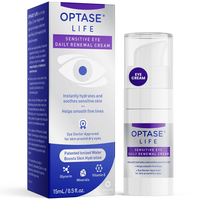 Optase LIFE Sensitive Eye Daily Renewal Cream, 15Ml - Fast-Acting, Preservative-