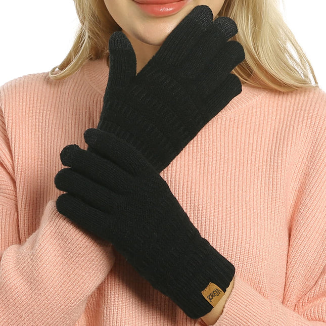 Vigrace Womens Winter Touchscreen Gloves Cable Knit Warm Lined 3 Fingers Dual-La