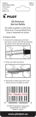 Pilot, G2 Gel Ink Refills, Fine Point 0.7 mm, G2 Pen Refills, Black, Pack of 2 Pack of 1