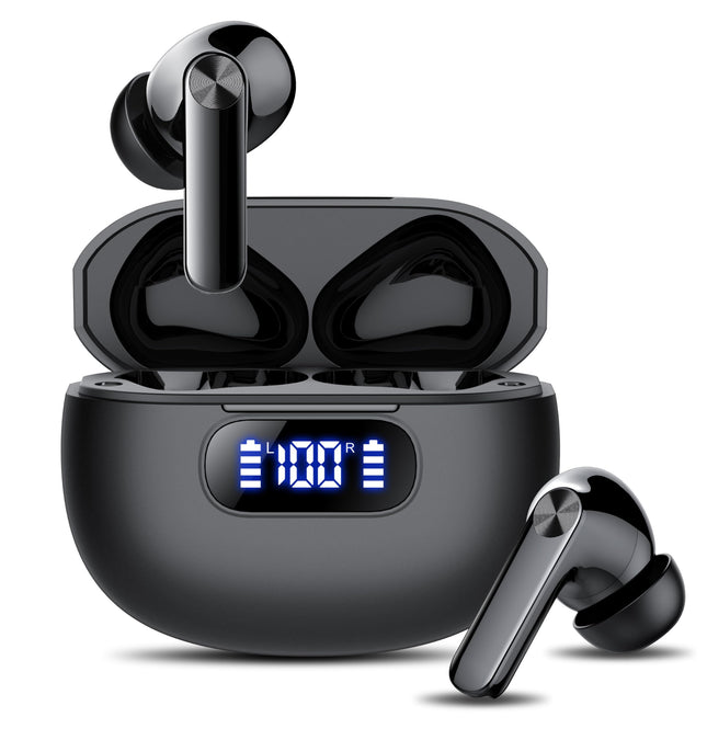 Wireless Earbuds, Bluetooth 5.3 Headphones LED Power Display, 2025 New Wireless Earphones, 4 ENC Noise Cancelling Mic, H