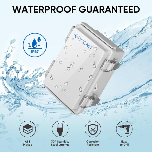 TICONN Outdoor Electrical Box Waterproof, ABS IP67 Junction Box Enclosure 5.9"x3.9"x2.8" Off-white