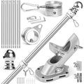 Anovo Flag Pole Kit- Stainless Steel 6 FT Flag Poles with1 Inch Metal 360° Rotating Flag Pole Rings Clip, Two-Position Flag Pole Holder Brackets