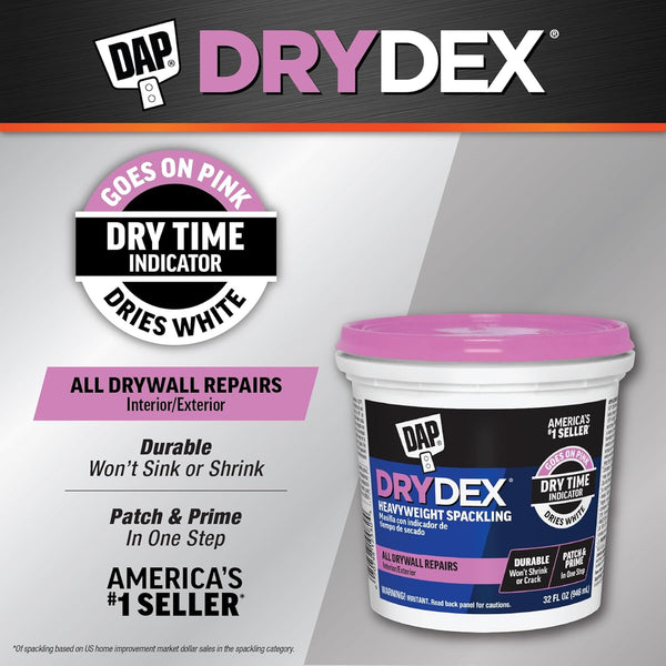 DAP DryDex Dry Time Indicator Spackling, Pink/White, 32 Oz (7079812330) 1 Quart