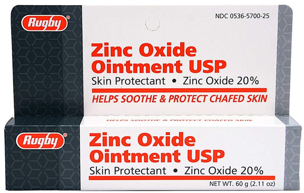Rugby Zinc Oxide 20 Skin Protectant Ointment Relief for Diaper Rash Chafed Skin Poison Ivy, Clear, 2.11 Ounce