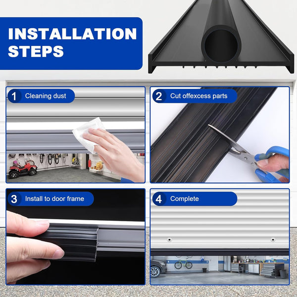 DGSL Garage Door Seals Bottom Rubber Weather Stripping Kit Seal Strip Replacement, Weatherproof Threshold Buffering Sealing Rubber 5/16 Inch T
