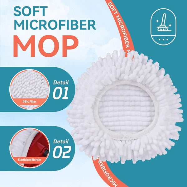 3 Pack Spin Mop Heads Replacements for Ocedar Easywring 1 Tank System Mop Replace Head Attachments, Microfiber Chenille Mop Pad Spin Mop Refill