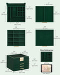 SONGMICS GISELLA Collection - Jewelry Box Organizer with Glass Lid, 4-Layer Jewelry Storage, with 3 Drawers, Modern Style, 8 x 9.1 x 6.5 Inches,