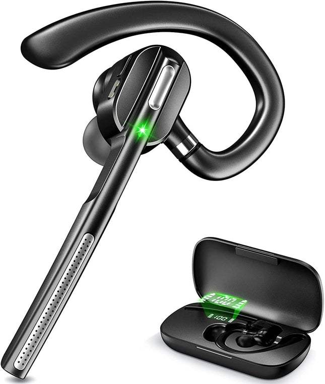 Bluetooth Headset V5.1, Wireless Headset with Battery Display Charging Case, Bluetooth Earpiece with Noise Canceling Mic