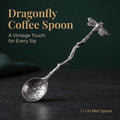 Retro Dragonfly Spoon Coffee,Teaspoon Stainless Steel Tableware Creative Sugar,Tea Spoon Stir Bar, Dessert, Cake, Long Handle Spoons Kitchen