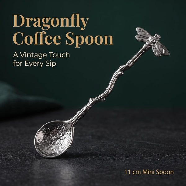 Retro Dragonfly Spoon Coffee,Teaspoon Stainless Steel Tableware Creative Sugar,Tea Spoon Stir Bar, Dessert, Cake, Long Handle Spoons Kitchen