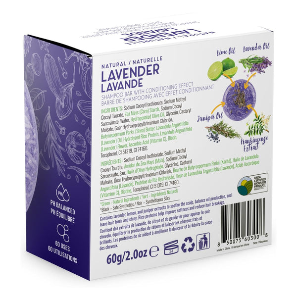 2-in-1 Solid Shampoo and Conditioner Bar, Lavender