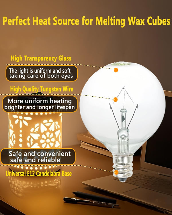 Snnalosses 25 Watt Wax Warmer Bulbs,Light Bulbs for Full Size Scentsy Warmer & Candle Wax Warmer,Long Life-Span and Melt Wax Fast Warming