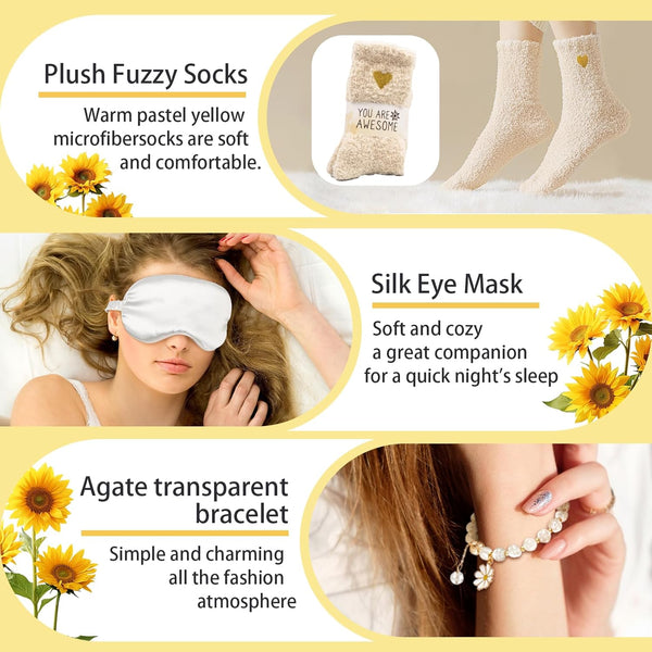 Birthday Gifts for Women, Sunflower Self-Care Package, Sending Sunshine Get Well Gifts for Women, Her, Sister, Mom, Best Friends, Unique