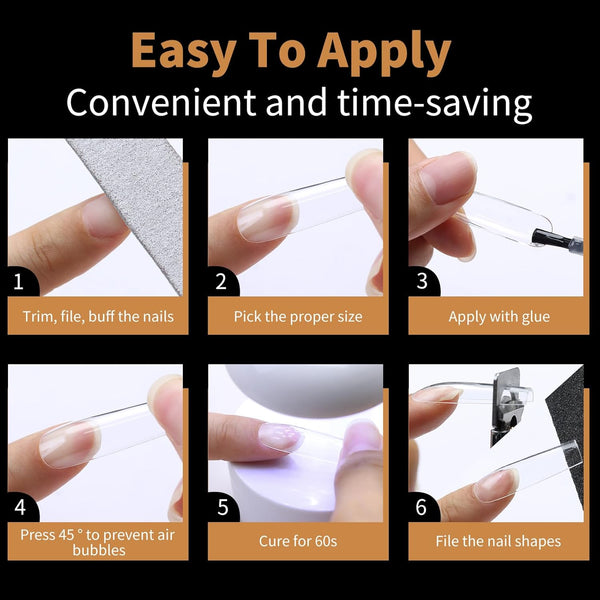 Nail Tips Square 3XL Extra Long Tips, 240Pcs Soft Gel Nail Tips Fake Nails, 12 Sizes Acrylic Clear False Full Cover Press on Extension No Trace
