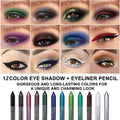 Evpct 12Pcs Green Blue White Black Brown Purple Color Gel Glitter Eyeliner Pencils Set for Women Waterline Waterproof Smudge Proof Lapiz De Ojos