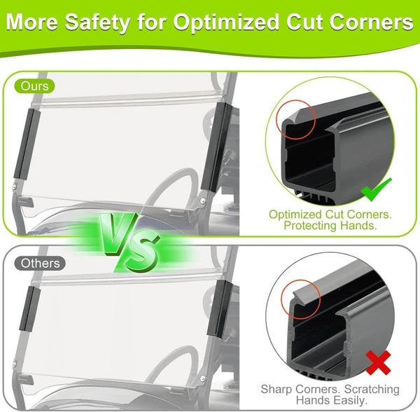 Club Car Golf Cart Windshield Clips Kit fit Precedent,Tempo, Onward 1 Inch Tube Included Windshield Sash Clips, Windshield Retaining Clips,