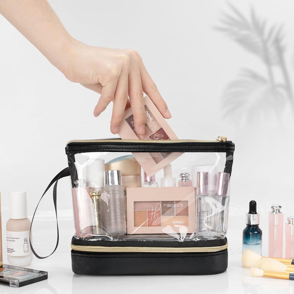 Ethereal Travel Makeup Bag, Clear Cosmetic Bag Make up Organizer TSA Approved Toiletry Bag, Waterproof Pouch for Women Purse for Toiletries
