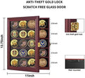 Jinchuan Military Challenge Coin Display Case Lockable Cabinet Rack Holder Shadow Box with Removable 2 Grooves Shelves and Anti Dust Door for