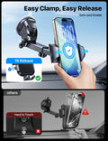 andobil Military-Grade Phone Holders for Your Car 【89+ LBS Strongest Suction & Metal Clip】 2026 Ultimate Car Phone Holder, Dashboard Windshield