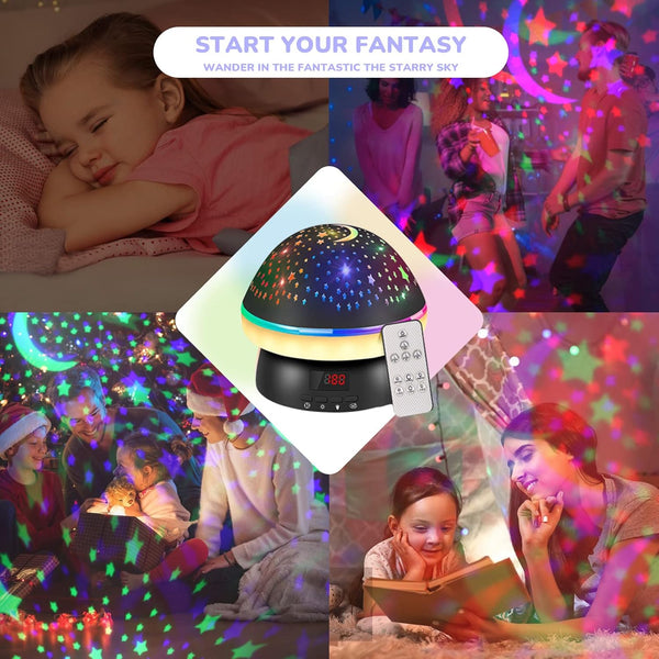 MINGKIDS Timer Star Light Projector with Remote Control,Rotation and 16 Colors Projection Lamp and Sleep Light,Christmas Easter Birthday Gifts for