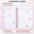 Undated Weekly and Monthly Planner Spiral Bound- Weekly Goals Notebook, To Do List, Habit Tracker Journal, Academic, Aesthetic, Stylish School or