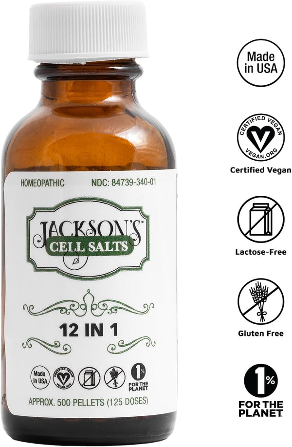 Jackson’s 12-in-1 Cell Salt Combo (500 Pellets / 125 Doses) – Certified Vegan, Lactose-Free – Made in USA 500 Count (Pack of 1)