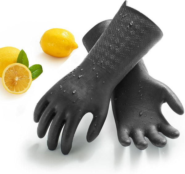 Vgo... 1 Pair Household Cleaning Gloves Infused with Rresh Rich Aromas, Lined Dishwashing Gloves,Long Sleeves Kitchen Gloves, Bathroom Cleaning,