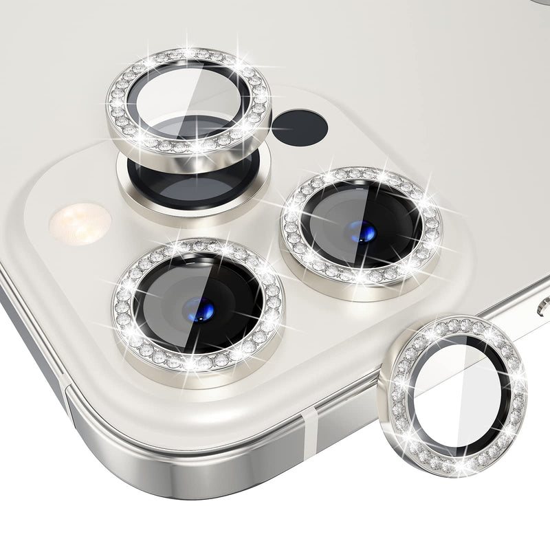 Choiche Compatible for iPhone 13 Pro/iPhone 13 Pro Max Camera Lens Protector Bling, 9H Tempered Glass Camera Cover Screen Protector Metal Ring