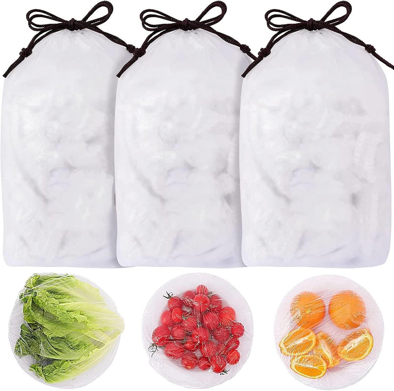300PCS Fresh Keeping Bags,Elastic Food Storage Covers,Universal Kitchen Wrap Seal Caps,Food Covers Stretch Reusable,Stretch Plastic Wrap Bowl