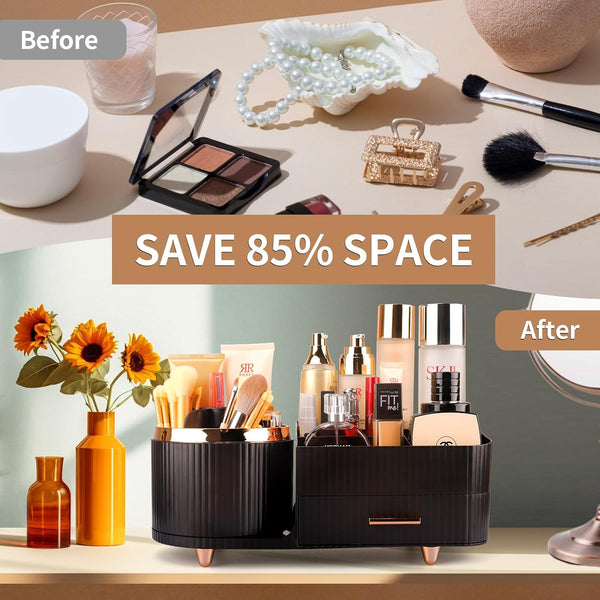 Makeup Organizer for Vanity, Cosmetic Display Case with Drawers, Fits Makeup, Skincare Products, Brushes, Lipsticks, and Other Accessories,
