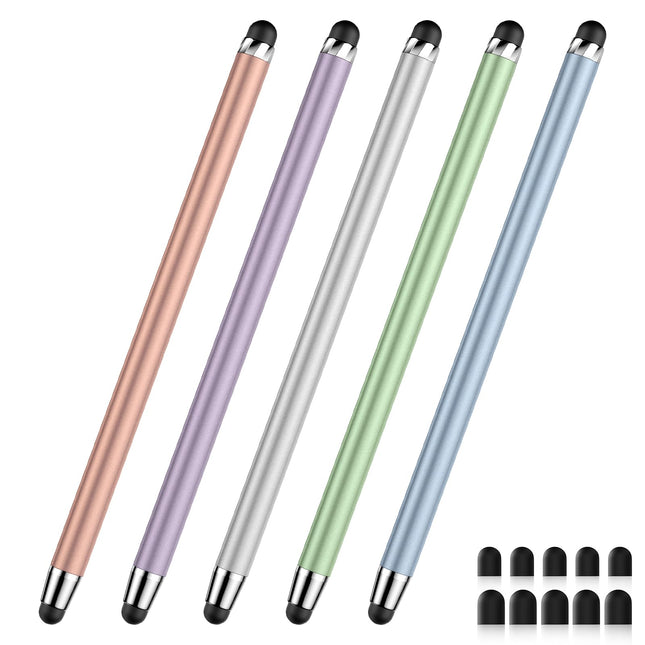 DAXINGXING Stylus, 2-in-1 Stylus Pens for Touch Screens, 5 Colors 5 PCS (Silver/