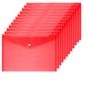 Poly Envelope 12 Pcs Document Envelopes with Snap Button Quality Clear Document Folder for A4 Size (Red)