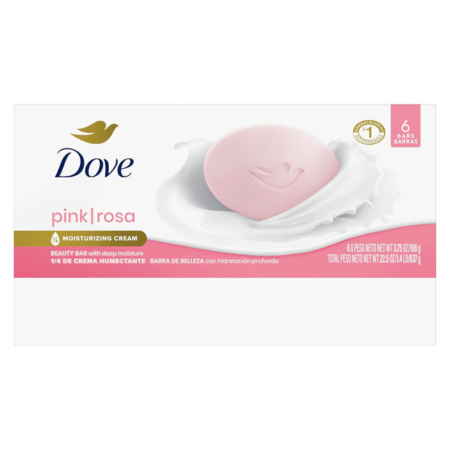 Dove Beauty Bar Gentle Skin Cleanser Pink 6 Bars Moisturizing for Gentle Soft Sk