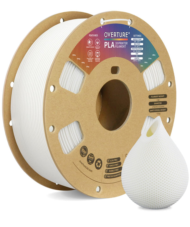 OVERTURE PLA Filament 1.75Mm PLA 3D Printer Filament, 1Kg Cardboard Spool (2.2Lb