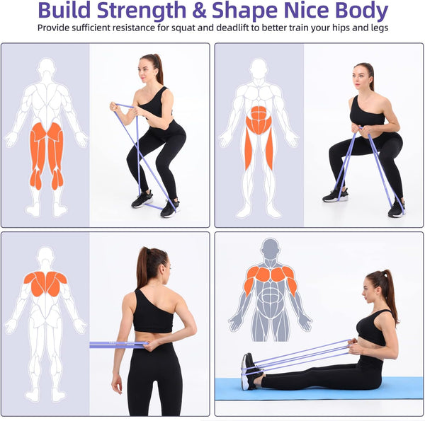 Resistance Bands Workout Set: 5 Levels Pull up Assist Bands 5-130Lb with Handles & Door Anchor