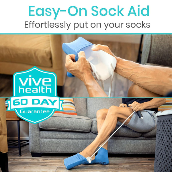 Vive Sock Aid - Easy On and Off Stocking Slider - Donner Pulling Assist Device - Sock Helper Aide Tool - Puller for Elderly, Senior, Pregnant,
