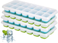Ice Cube Tray, 4 Pack Silicone Ice Tray, 14 Ice Cube Molds with Lids, Stackable Ice Cube Molds for Chilling Drinks, Whiskeys, Cocktails (2Blue +
