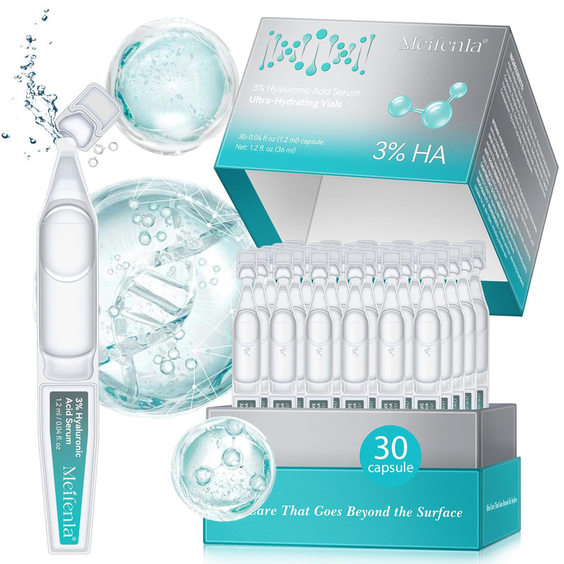 Hyaluronic Acid Serum for Face, 3% Hyaluronic Acid Serum Ultra-Hydrating Tube, anti Aging Single-Use Vials Skincare for Dry Skin, Smoother Skin,