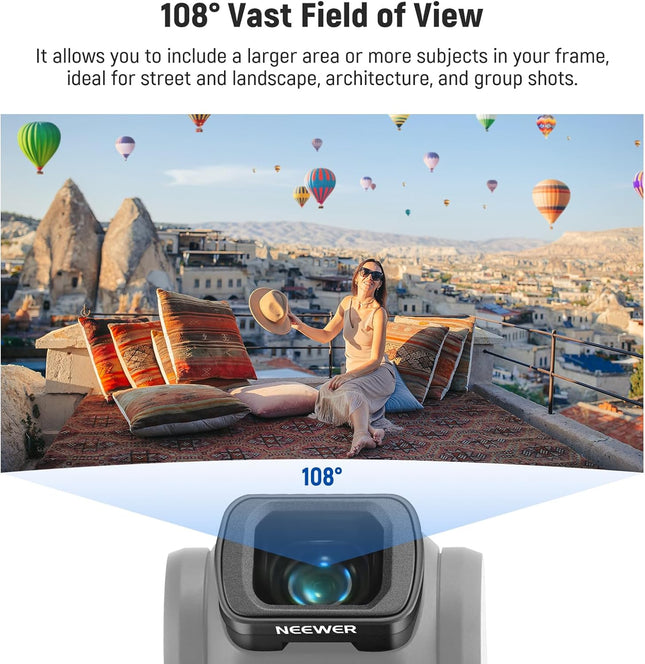 NEEWER 0.75X Wide Angle Lens Compatible with DJI OSMO Pocket 3 Creator Combo Accessories, Expanded FOV of 108Â°, Magneti