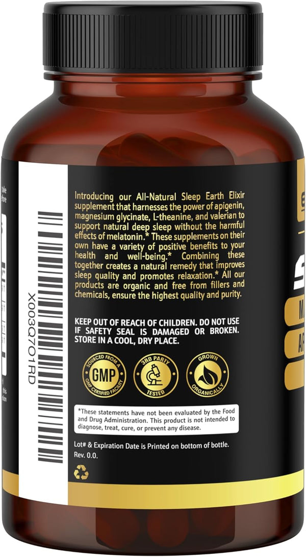 4-In-1 Sleep Aid (120 Caps) W/Apigenin 50Mg, Magnesium Glycinate 200Mg, L Theanine 200Mg & Valerian Root for Sleep Aid 300Mg | Apigenin Supplement