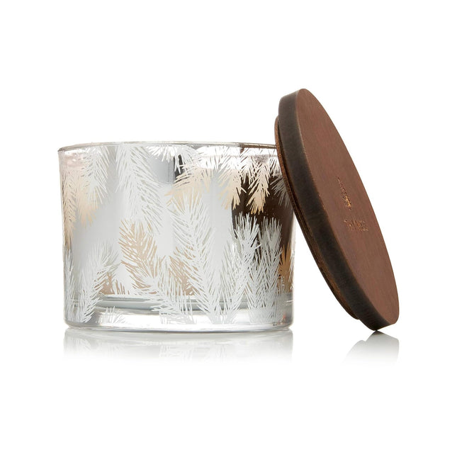 Thymes Frasier Fir Candles - Statement Collection - Silver with Pine Needle Desi