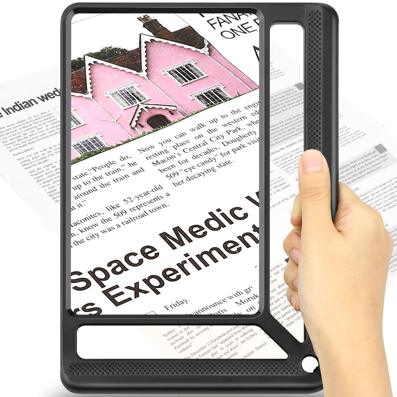 5X Full Page Magnifying Glass for Reading, Lightweight Rectangular Magnifier Provides Large Book Page Viewing Area, Upgraded Handheld Magnifier