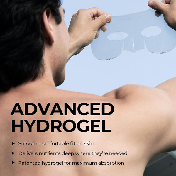 Hommeface Revitalizing Hydrogel Facial Mask Set for Men (5Ct) - Hydrating, Anti-Aging & Soothing Face Sheet Mask with Hyaluronic Acid, Vitamin B,