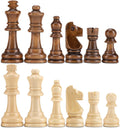 AMEROUS Wooden Chess Pieces Only, Staunton Style Wood Chessmen with 3.15" King - Storage Bag - Gift Packed Box, Tournament Chess Game Pawns for