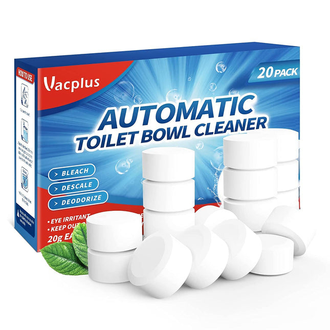 Vacplus Toilet Bowl Cleaner Tablets 20 PACK, Automatic Cleaners with Bleach, Slo