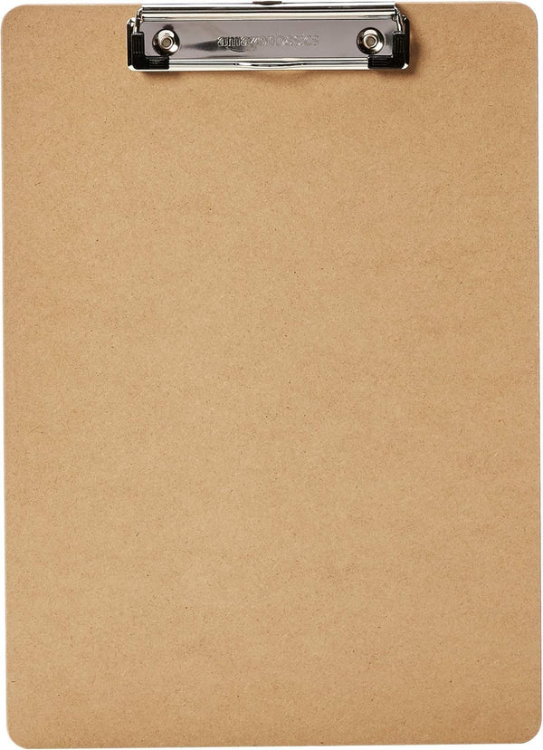 Amazon Basics Hardboard Office Clipboard, Low-Profile, Letter Size, 9" x 12.5", Brown, 6-Pack